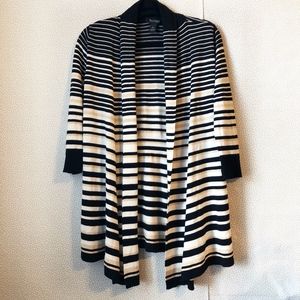 White House Black Market Stripe Open Cardigan 3/4